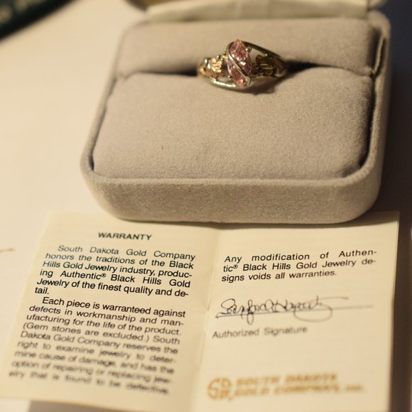 Vintage Sterling 12k. Black Hills Gold Pink CZ Necklace and Ring. Size 7 - Picture 8 of 14